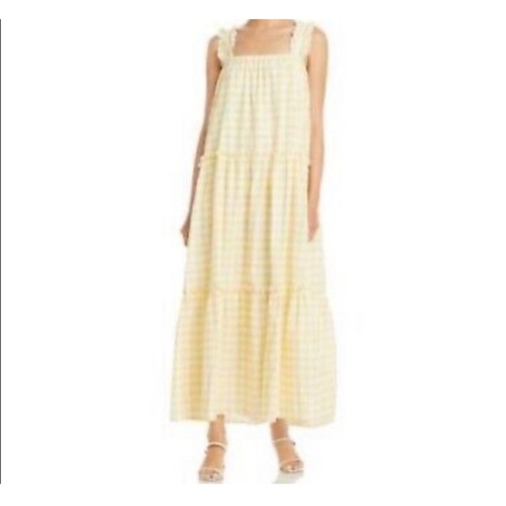 Charlie Holiday Women's Sz XS Yellow White Gingham Lottie Maxi Dress‎ Casual
